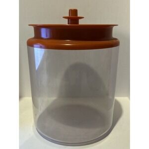 Vintage 13.5 Cup Tupperware Clear Acrylic Cannister Orange‎ Lid #1484